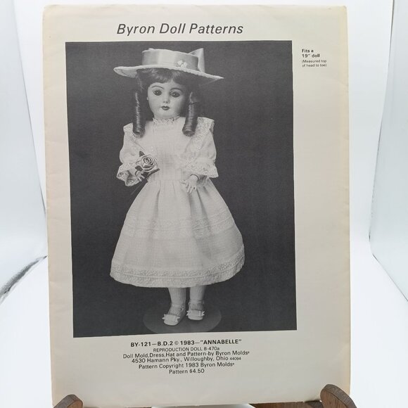 UNCUT Vintage Byron Doll Patterns, 1983 Annabelle BY-121 BD2 Marque, Dress Petti - Picture 1 of 1